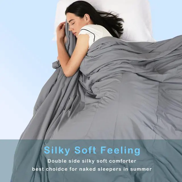Alt view image 3 of 7 - ACCURATEX Cooling Comforter King/Cal King Size, Q-max>0.45 Arc-Chill Cooling Blanket for Hot Sleepers, Lightweight Cool Blankets for Night Sweats, Silky Breathable Summer Cool Comforter,Grey(104x90)