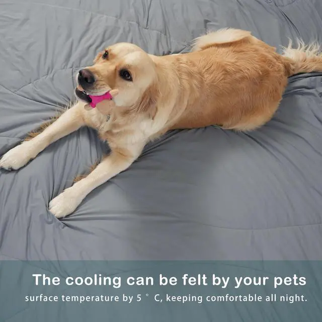 Alt view image 7 of 7 - ACCURATEX Cooling Comforter King/Cal King Size, Q-max>0.45 Arc-Chill Cooling Blanket for Hot Sleepers, Lightweight Cool Blankets for Night Sweats, Silky Breathable Summer Cool Comforter,Grey(104x90)