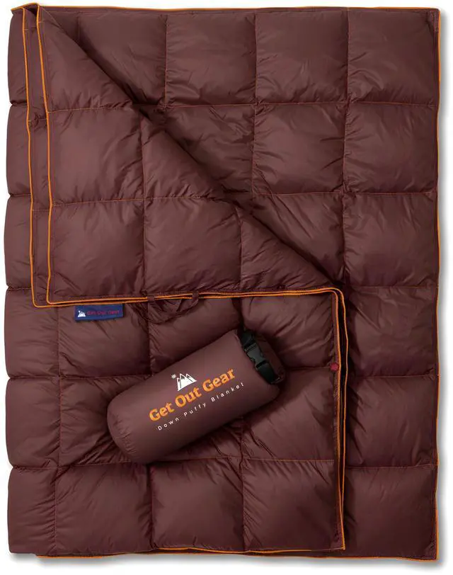 Main image of Get Out Gear Down Camping Blanket - Puffy, Packable, Lightweight and Warm | Ideal for Outdoors, Travel, Stadium, Festivals, Beach, Hammock | 650 Fill Power Water-Resistant Backpacking Quilt