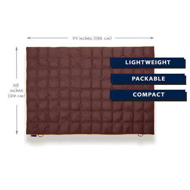 Alt view image 4 of 6 - Get Out Gear Down Camping Blanket - Puffy, Packable, Lightweight and Warm | Ideal for Outdoors, Travel, Stadium, Festivals, Beach, Hammock | 650 Fill Power Water-Resistant Backpacking Quilt