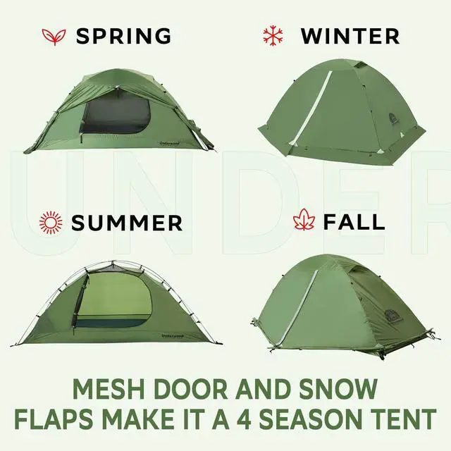 Alt view image 2 of 7 - 2-Person Backpacking Tent for 4-Season - Winter Waterproof Tent for One Person, Lightweight Camping Gear for Backpacking, Easy Set Up Cold Weather Essentials by Underwood Aggregator