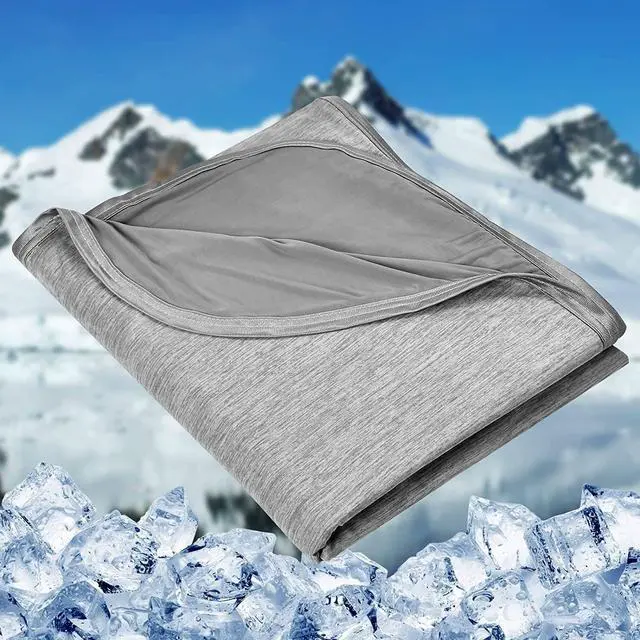 Main image of HOMFINE Cooling Blankets for Hot Sleepers - Summer Blanket Thin Lightweight Breathable Soft Double Side Enhanced Cooling for Bed Couch Sofa, Keep Cool for Night Sweats (Grey, 90 x 90 inches)