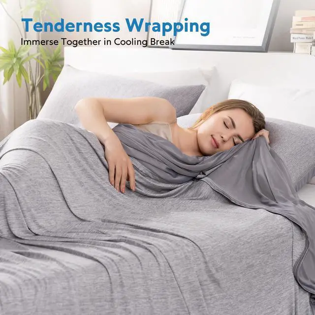 Alt view image 4 of 7 - HOMFINE Cooling Blankets for Hot Sleepers - Summer Blanket Thin Lightweight Breathable Soft Double Side Enhanced Cooling for Bed Couch Sofa, Keep Cool for Night Sweats (Grey, 90 x 90 inches)