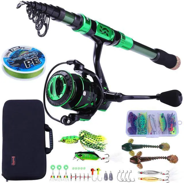 Main image of Sougayilang Fishing Rod and Reel Combos - Carbon Fiber Telescopic Fishing Pole - Spinning Reel 12 +1 BB with Carrying Case for Saltwater and Freshwater Fishing Gear Kit-G2.1+30