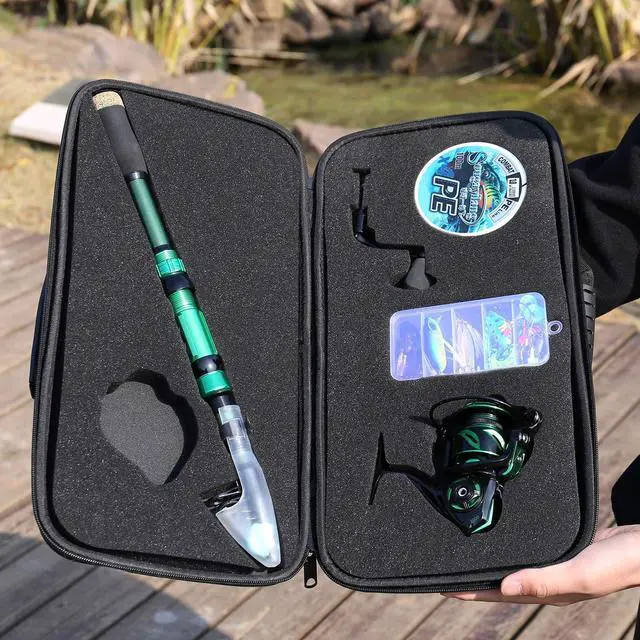 Alt view image 5 of 7 - Sougayilang Fishing Rod and Reel Combos - Carbon Fiber Telescopic Fishing Pole - Spinning Reel 12 +1 BB with Carrying Case for Saltwater and Freshwater Fishing Gear Kit-G2.1+30