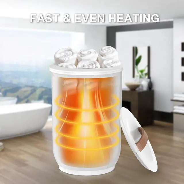 Alt view image 2 of 7 - FLYHIT Large Towel Warmer for Bathroom - Heated Towel Warmers Bucket, Wood Handle, Auto Shut Off, Fits Up to Two 40"X70" Oversized Towels, Bathrobes, Blankets, for Mother's Gifts, White