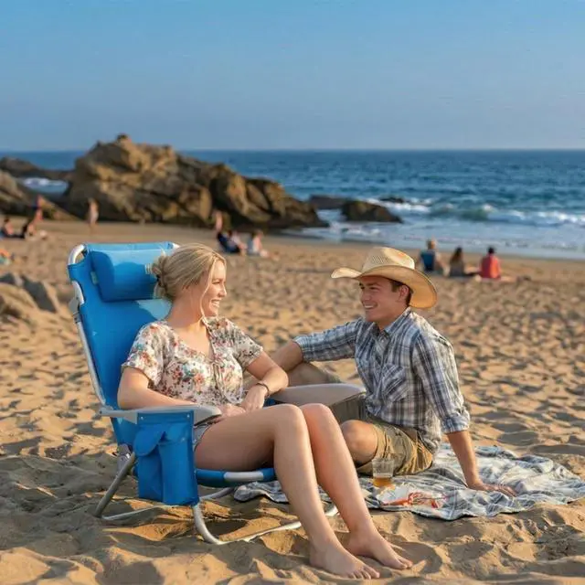 Alt view image 2 of 7 - #WEJOY Beach Chair for Adults, Reclining Adjustable Position, Lay Flat Lightweight Folding Portable Aluminum Chair with Backpack Straps,Padded headrest, Heavy Duty 400 lbs Lawn Chair for Beach, Sand