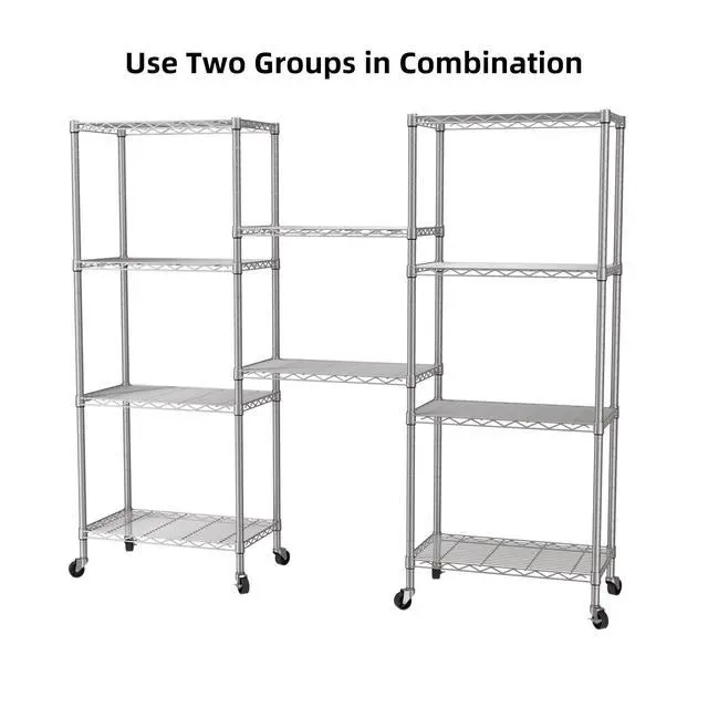 Alt view image 6 of 7 - SINGAYE 5 Shelf Storage Wire Shelves Closet Bathroom Organizers Metal Pantry Kitchen Garage Shelving Unit Laundry Room Organization Home Narrow Rack Net Basket with Wheels Silver