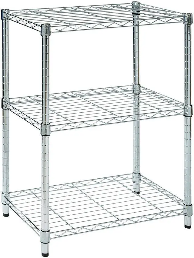 Alt view image 3 of 7 - Honey-Can-Do 3-Tier Heavy Duty Adjustable Shelving Unit, 250-lb Per Shelf Metal Storage Rack, Wire Shelf for Kitchen Garage Pantry Closet, Chrome, 24 x 14 x 30 in