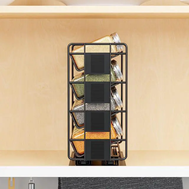 Alt view image 5 of 6 - SpaceAid Pull Out Spice Rack Organizer with 20 Jars, Heavy Duty Slide Out Seasoning Organizer for Kitchen Cabinets, with 801 Labels and Chalk Marker, Right Facing