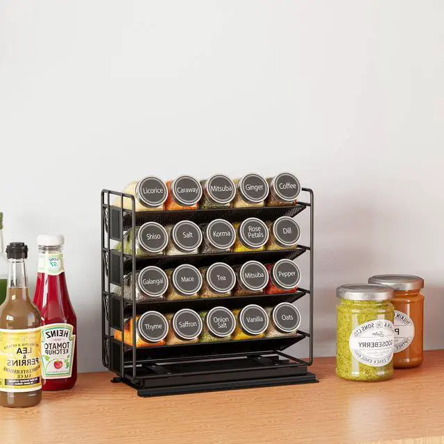 Alt view image 6 of 6 - SpaceAid Pull Out Spice Rack Organizer with 20 Jars, Heavy Duty Slide Out Seasoning Organizer for Kitchen Cabinets, with 801 Labels and Chalk Marker, Right Facing
