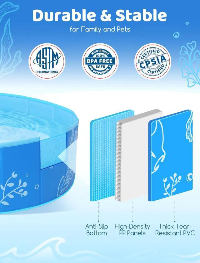 Alt view image 5 of 7 - Hikiddy Foldable Kiddie Pool with Canopy: 31.5in/ 47in /63in for Baby Toddler Kids Family - Summer Water Play Pool with Shade - Portable for Outdoor Backyard Beach (Blue-Blue, 63in)