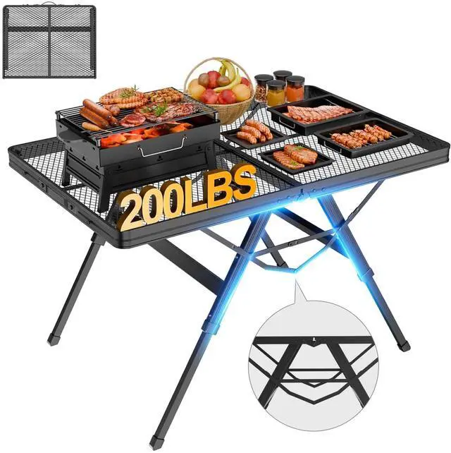Main image of WildFinder 3 FT Folding Grill Table, Portable Camping Table for Outside, 3 Adjustable Height Folding Table with Desktop, Lightweight Outdoor, Camping, Picnic, BBQ