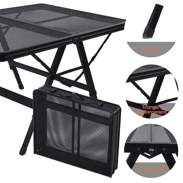 Alt view image 3 of 7 - WildFinder 3 FT Folding Grill Table, Portable Camping Table for Outside, 3 Adjustable Height Folding Table with Desktop, Lightweight Outdoor, Camping, Picnic, BBQ