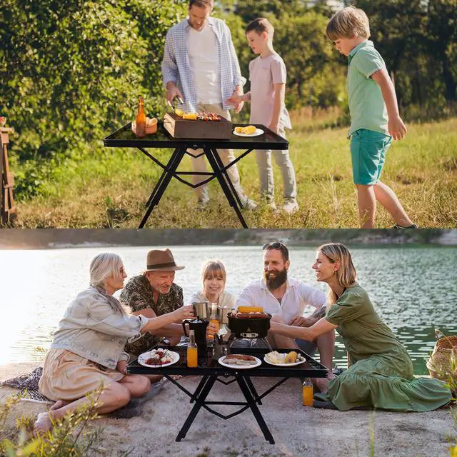 Alt view image 5 of 7 - WildFinder 3 FT Folding Grill Table, Portable Camping Table for Outside, 3 Adjustable Height Folding Table with Desktop, Lightweight Outdoor, Camping, Picnic, BBQ