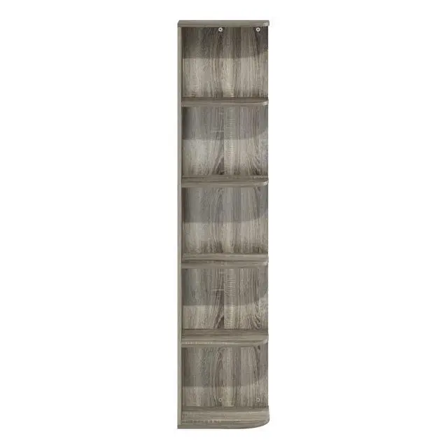 Alt view image 7 of 7 - Furinno PASIR Book Shelf, 5-Tier Corner Bookshelf with Open Shelf, Standing Bookcase, 9.3 x 12 x 51.7, for Organization and Storage, for Living Room, Bedroom, Home Office, French Oak