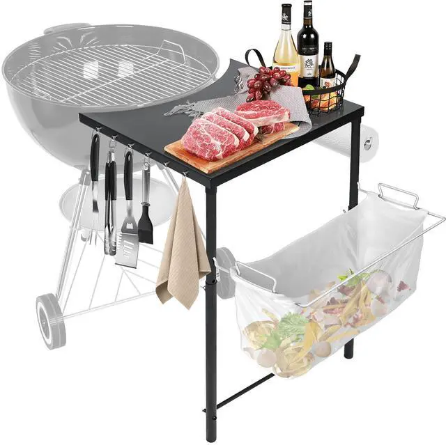 Main image of Grill Side Table for Weber Kettle 22/26, for Weber Smokey Mountain 22 Grill, Grill Work Table for Weber Master Touch, Premium, Kettle Grill Accessories, Adjustable Height Charcoal Kettle Grill Table