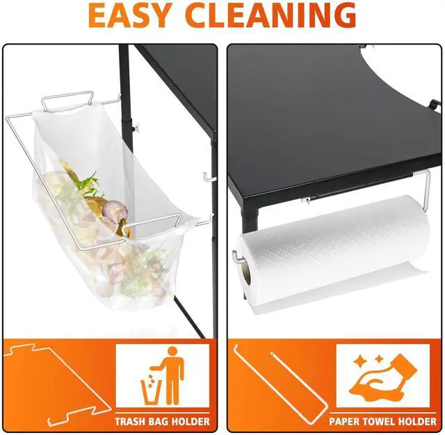 Alt view image 4 of 7 - Grill Side Table for Weber Kettle 22/26, for Weber Smokey Mountain 22 Grill, Grill Work Table for Weber Master Touch, Premium, Kettle Grill Accessories, Adjustable Height Charcoal Kettle Grill Table