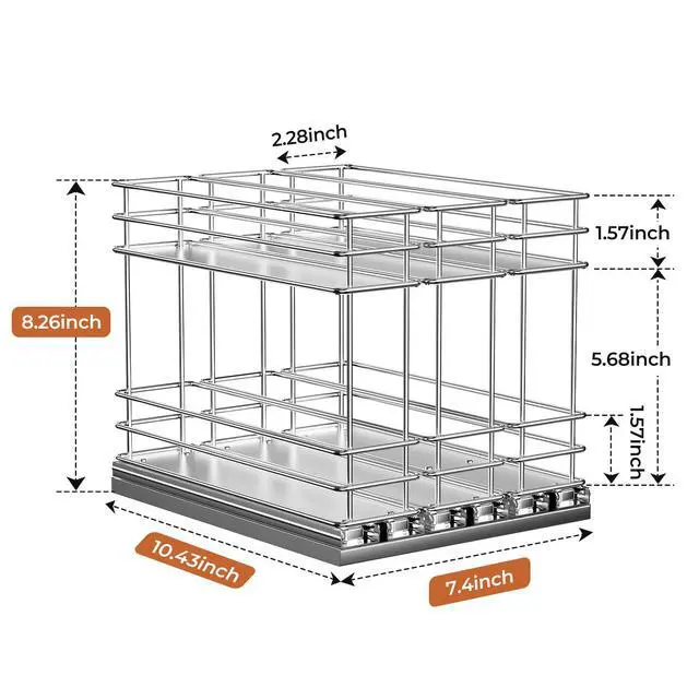 Alt view image 7 of 7 - Mystozer Pull Out Spice Rack Organizer for Cabinet, Slide Out Spice Racks, Easy to Install Spice Cabinet Organizers, 7.4" Wx10.43 Dx8.26 H, 3 Drawers 2 Tiers(Silver)