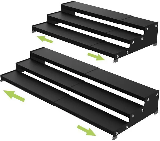 Main image of Jojocross Spice Rack Organizer for Cabinet, 3 Tier Expandable Spices Storage, Great for Kitchen Cabinets, Cupboard,Pantry and Countertop More 2 Packs/Black