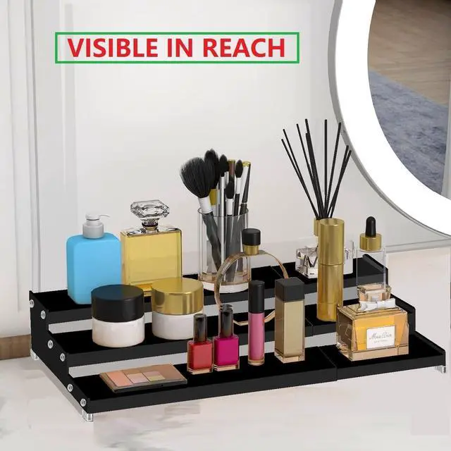 Alt view image 4 of 6 - Jojocross Spice Rack Organizer for Cabinet, 3 Tier Expandable Spices Storage, Great for Kitchen Cabinets, Cupboard,Pantry and Countertop More 2 Packs/Black