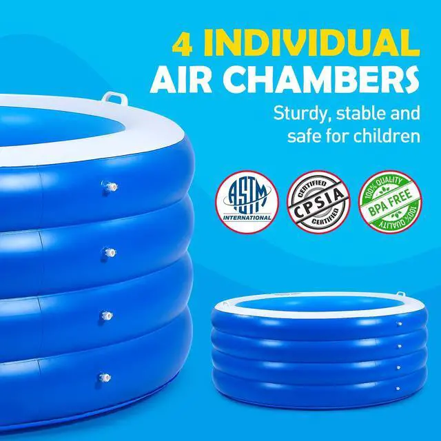 Alt view image 4 of 7 - Biange Blow Up Pool, 72" X 30" Round Inflatable Swimming Pool, Kids Pool Inflatable, Kiddie Baby Swimming Pool for Backyard