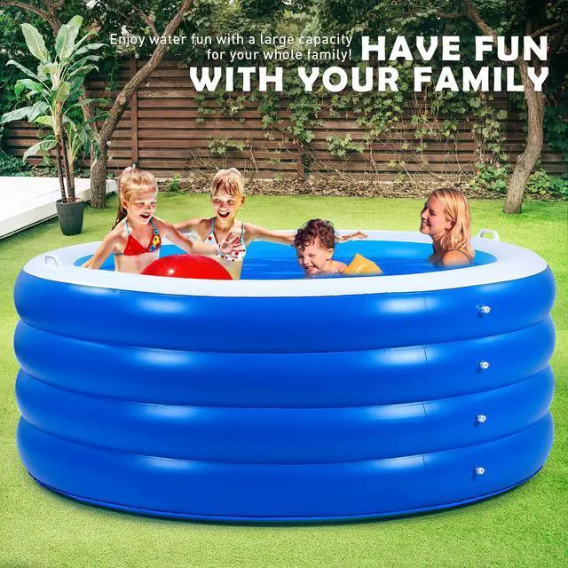 Alt view image 6 of 7 - Biange Blow Up Pool, 72" X 30" Round Inflatable Swimming Pool, Kids Pool Inflatable, Kiddie Baby Swimming Pool for Backyard