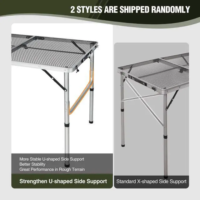 Alt view image 5 of 7 - REDCAMP 36x24 Folding Grill Table for Outside, Lightweight Portable Metal Aluminum Outdoor Grill Table with Adjustable Height Legs, Great for Camping Picnic Cooking BBQ, Silver 3ft