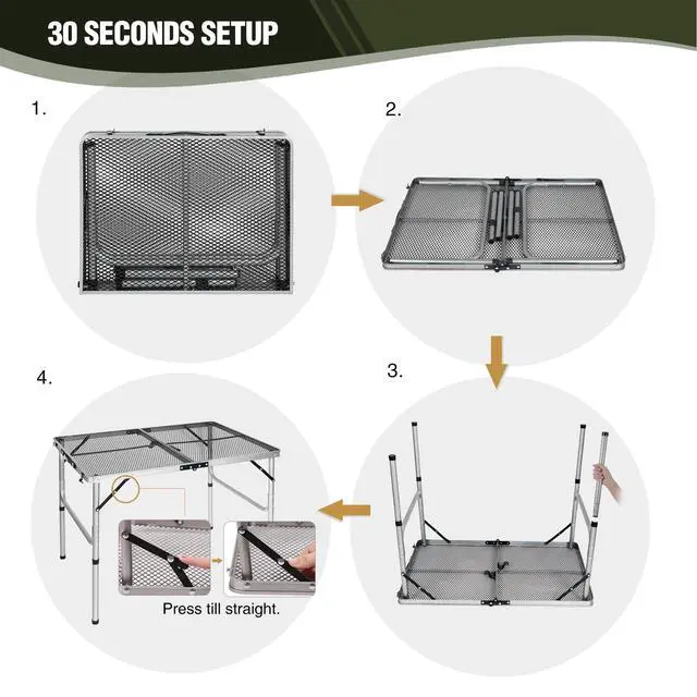 Alt view image 7 of 7 - REDCAMP 36x24 Folding Grill Table for Outside, Lightweight Portable Metal Aluminum Outdoor Grill Table with Adjustable Height Legs, Great for Camping Picnic Cooking BBQ, Silver 3ft