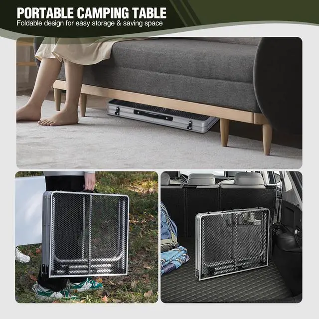 Alt view image 6 of 7 - REDCAMP 36x24 Folding Grill Table for Outside, Lightweight Portable Metal Aluminum Outdoor Grill Table with Adjustable Height Legs, Great for Camping Picnic Cooking BBQ, Silver 3ft