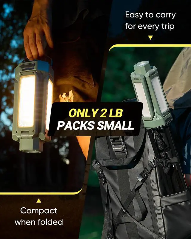 Alt view image 7 of 7 - SakerNeo Portable Camping Light with Stand 67'' Rechargeable Work Light - 6500Lumen, 20000mAh Battery, 2700K-6000K Dimmable Camping Lattern with Magnetic Base for Camping, Garage, Emergency