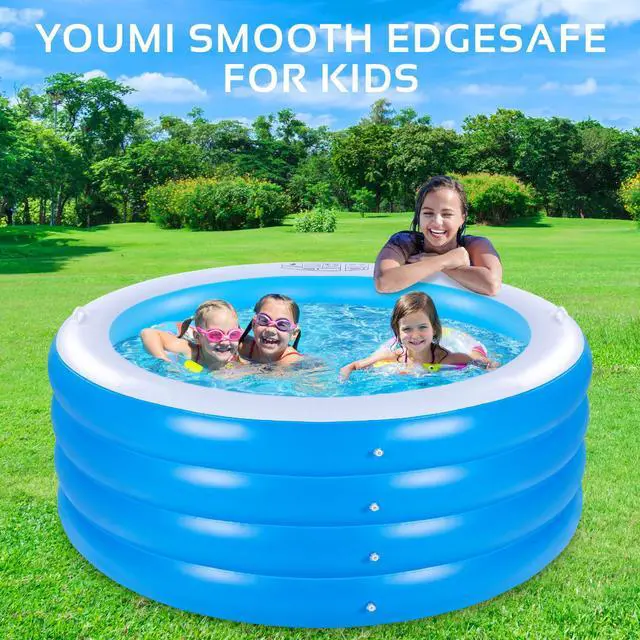 Alt view image 5 of 7 - Inflatable Swimming Pool, 70"x30" Large Deep Round Inflatable Pool with Handles Family Pool, Summer Water Party, Outdoor, Garden Backyard, Suitable for Adults (Blue)
