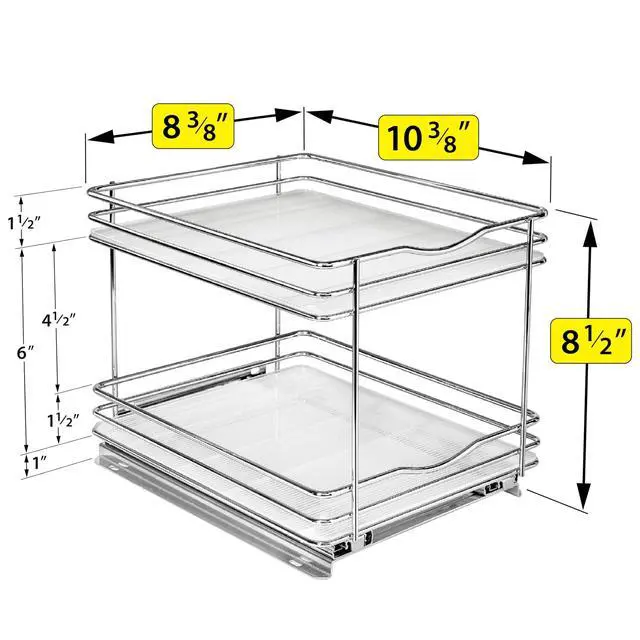 Alt view image 5 of 7 - LYNK PROFESSIONAL® Pull Out Spice Organization for Cabinets - 8-3/8 inch Wide Spice Rack for Inside Cabinets, Slide Out Spice Rack Organizer for cabinet Pull Out Spice Rack, Sliding 2 Tier Chrome