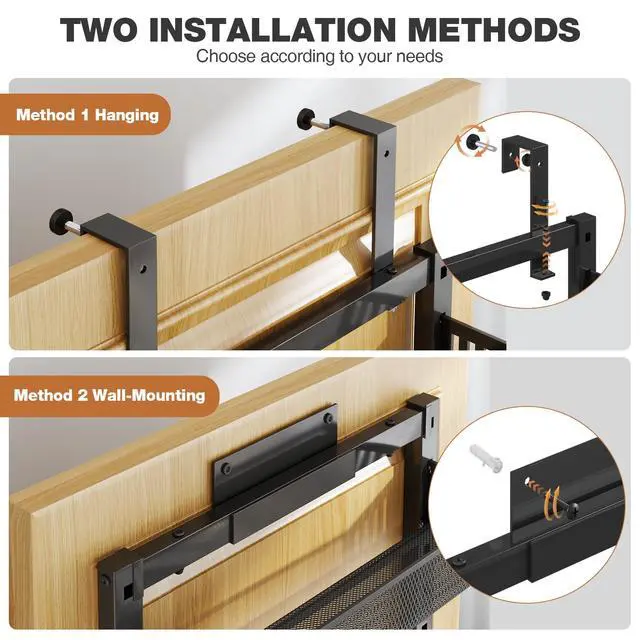Alt view image 4 of 7 - Pantry Door Organizers and Storage, 8-Tier Large Metal Heavy-Duty Frame Over the Door Spice Rack, 2 in 1 Wall-Mounted or Hanging shelf for Kitchen, Bathroom, Laundry Room, Bedroom, Closet &Nursery