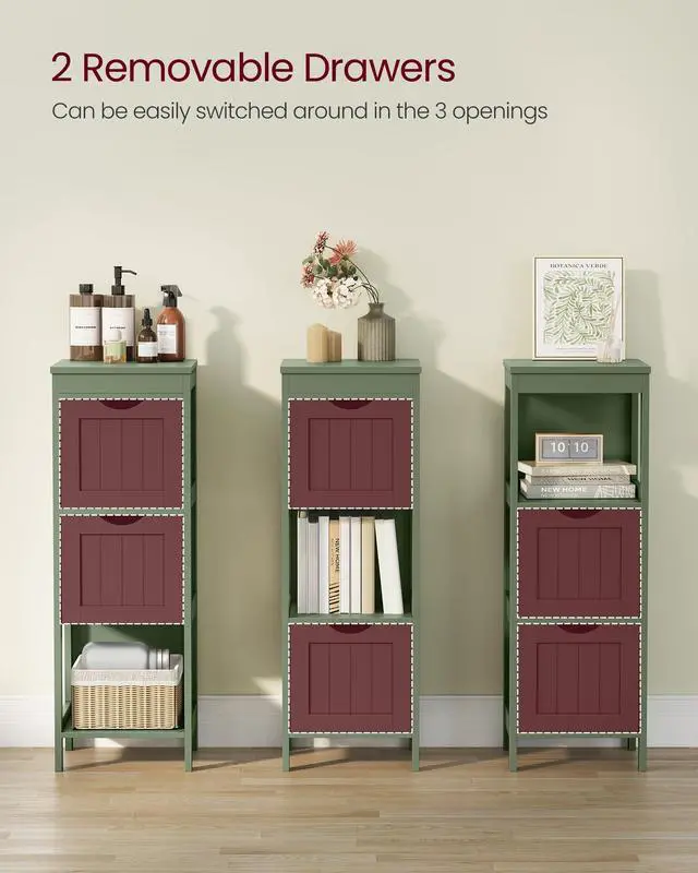 Alt view image 3 of 6 - VASAGLE Storage Cabinet, Storage Organizer Rack Stand for Bathroom, Living Room, Multifunctional Corner Unit, 2 Drawers, 35 Inches in Height, Forest Green UBBC042C01