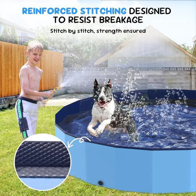 Alt view image 4 of 7 - Bilibara 77'' Foldable Dog Pet Bath Pool, Heavy Duty Non-Slip Kiddie Pool, Plastic Pet Wading Pool for Puppy Small Medium Large Dogs, Indoor and Outdoor Kids Pet Dog Bathtub