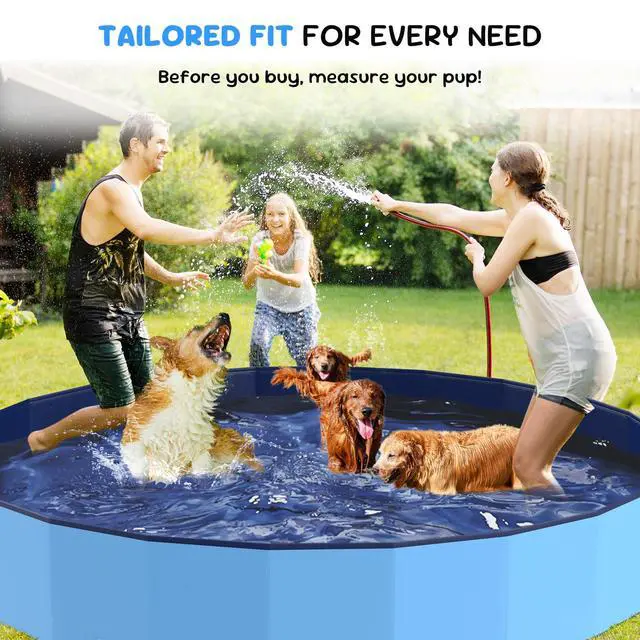 Alt view image 7 of 7 - Bilibara 77'' Foldable Dog Pet Bath Pool, Heavy Duty Non-Slip Kiddie Pool, Plastic Pet Wading Pool for Puppy Small Medium Large Dogs, Indoor and Outdoor Kids Pet Dog Bathtub