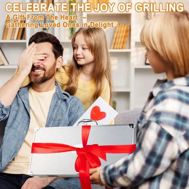 Alt view image 2 of 7 - POLIGO 26Pcs Exclusive BBQ Grill Accessories in Aluminum Case for Birthday Fathers Day Grilling Gift - Grill Utensils Set with Barbecue Claws, Meat Injector, Thermometer for Smoker, Camping BBQ Black