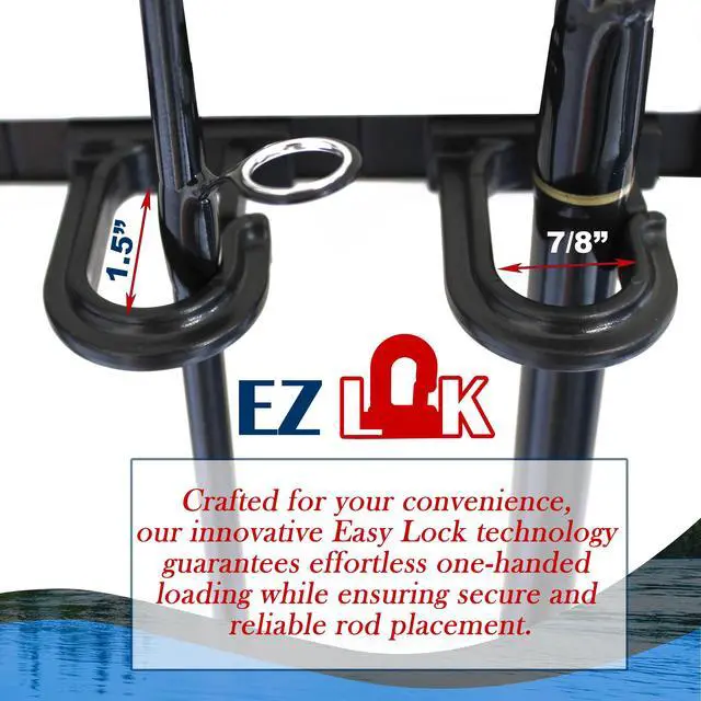 Alt view image 5 of 7 - Rush Creek Creations 6-Rod Vertical/Horizontal Wall-Mount Fishing Pole Holder, Ceiling or Wall Fishing Rod Rack for Garage, Securely Holds 6 Rods, Black