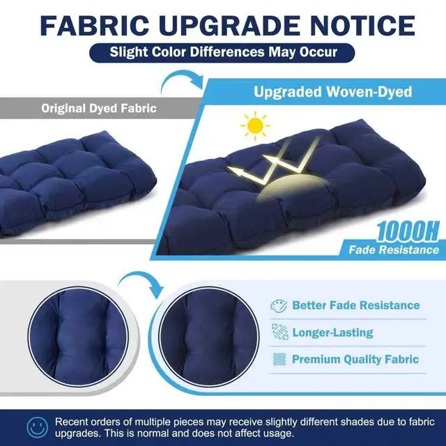 Alt view image 5 of 7 - IPYNBAP Outdoor Bench Cushion, 48x18x5 Inch, Waterproof Bench Cushion for Outdoor/Indoor Furniture, Tufted Patio Bench Seat Cushion, Fade Resistant Outdoor Cushions for Porch Swing Couch, Navy Blue