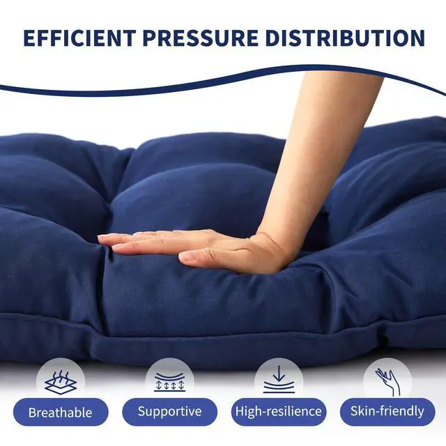 Alt view image 7 of 7 - IPYNBAP Outdoor Bench Cushion, 48x18x5 Inch, Waterproof Bench Cushion for Outdoor/Indoor Furniture, Tufted Patio Bench Seat Cushion, Fade Resistant Outdoor Cushions for Porch Swing Couch, Navy Blue