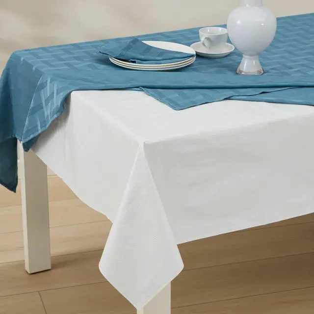 Alt view image 2 of 7 - Home Bargains Plus Quilted Heavy Duty Table Pad Protector with Flannel Backing, Cut to Fit, Heat Resistant, Wipe Clean, Protects Table from Spills and Scratches, White, 52 x 216 Rectangle