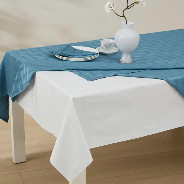 Alt view image 6 of 7 - Home Bargains Plus Quilted Heavy Duty Table Pad Protector with Flannel Backing, Cut to Fit, Heat Resistant, Wipe Clean, Protects Table from Spills and Scratches, White, 52 x 216 Rectangle
