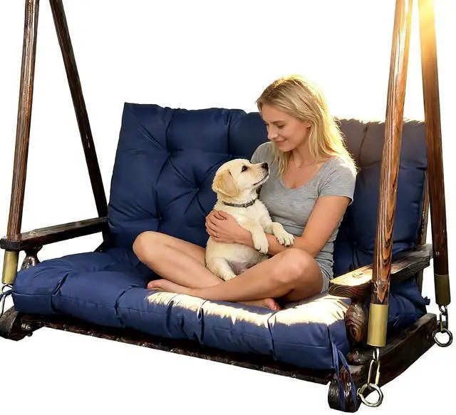 Main image of GRUYWC Porch Replacement Swing Cushions for Outdoor: 2-3 Seater Garden Waterproof Patio Bench Cushion with Ties - 4" Thick Swing Chair Cushion for Backyard Furniture Loveseat
