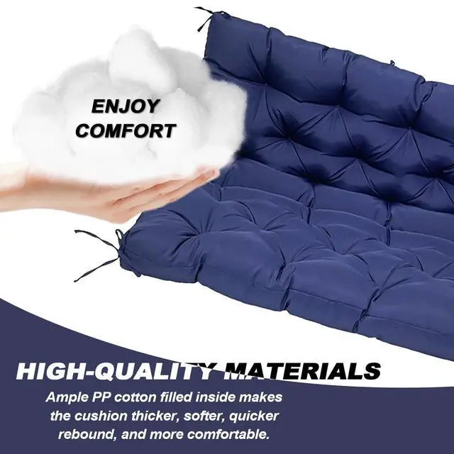 Alt view image 3 of 6 - GRUYWC Porch Replacement Swing Cushions for Outdoor: 2-3 Seater Garden Waterproof Patio Bench Cushion with Ties - 4" Thick Swing Chair Cushion for Backyard Furniture Loveseat