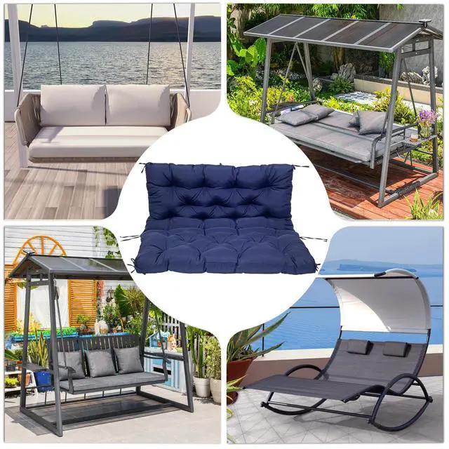 Alt view image 4 of 6 - GRUYWC Porch Replacement Swing Cushions for Outdoor: 2-3 Seater Garden Waterproof Patio Bench Cushion with Ties - 4" Thick Swing Chair Cushion for Backyard Furniture Loveseat