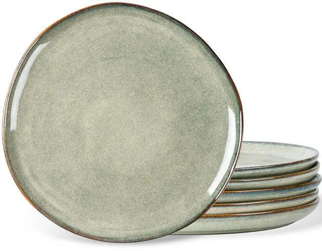 Main image of AmorArc Ceramic Dinner Plates Set of 6,10.5 Inch Handmade Reactive Glaze Stoneware Plates,Rustic Shape Dinnerware Dish Set for Kitchen,Microwave & Dishwasher Safe,Scratch Resistant-Reactive Color