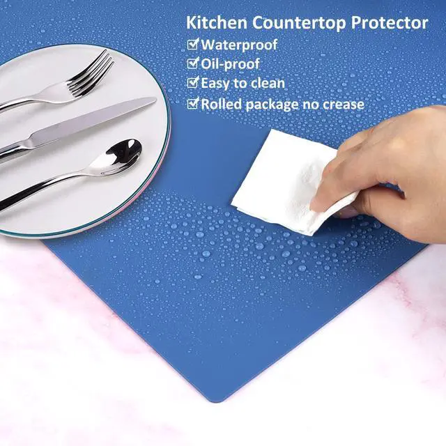 Alt view image 7 of 7 - Silicone Mat Heat Resistant Mats for Countertop, Large Silicone Mats for Kitchen Counter Crafts Workbench Table, Size 48x24 inches Thick 2mm,Rolled Package,Light Blue
