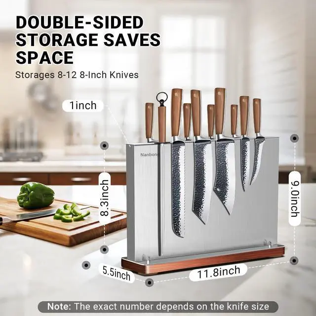 Alt view image 3 of 7 - Nanbone Home Kitchen Magnetic Knife Holder Without Knive Display Stand Magnetic Knife Block Rack Magnetic Stand with Strong Enhanced Magnet Multifunctional Storage Stainless Steel Knife Magnetic Strip
