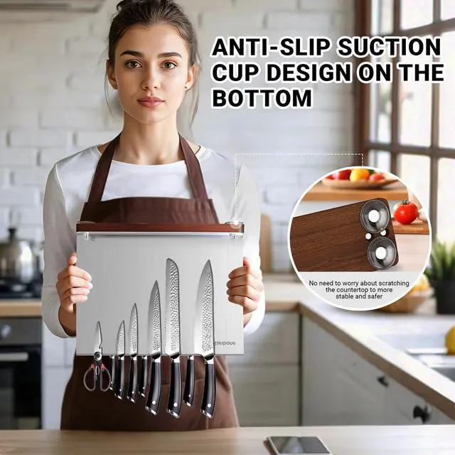 Alt view image 6 of 7 - Nanbone Home Kitchen Magnetic Knife Holder Without Knive Display Stand Magnetic Knife Block Rack Magnetic Stand with Strong Enhanced Magnet Multifunctional Storage Stainless Steel Knife Magnetic Strip